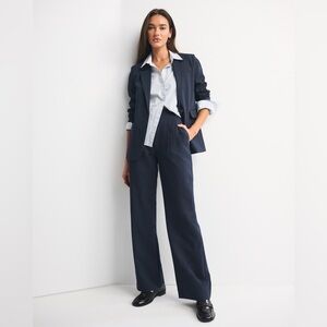 A&F Sloane Tailored Wide Leg Pant navy blue striped 2 for $20